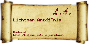 Lichtman Antónia névjegykártya