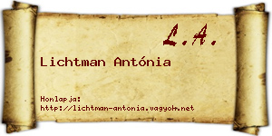 Lichtman Antónia névjegykártya